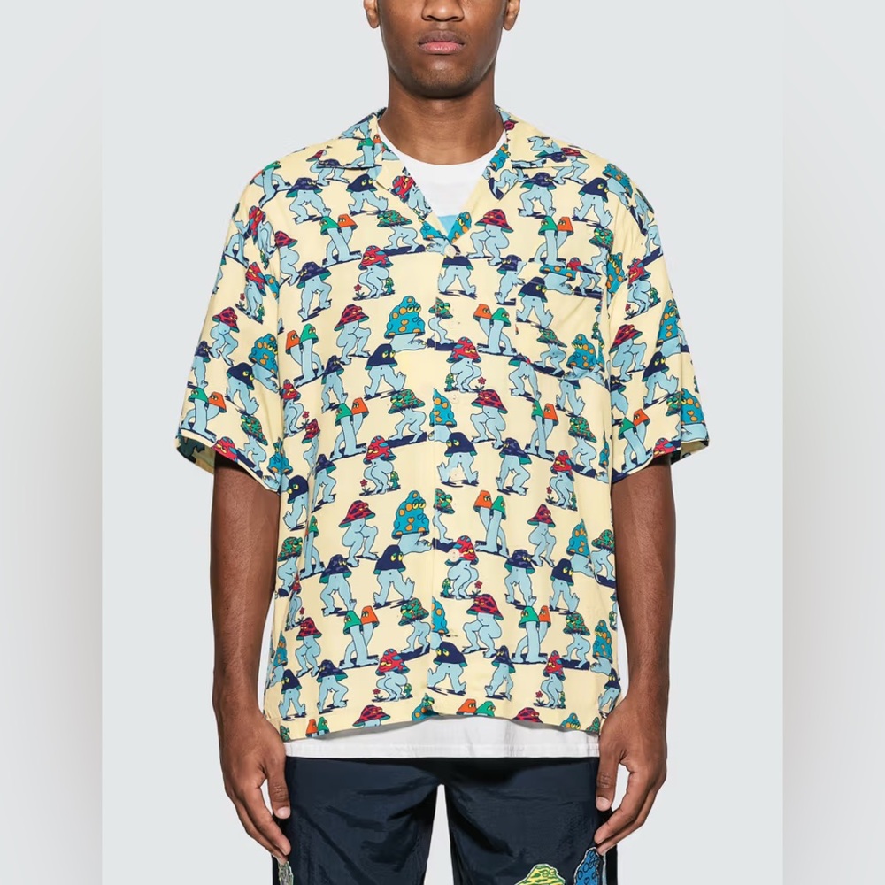 Brain Dead naked MUSHROOM HAWAIIAN SHIRT Small